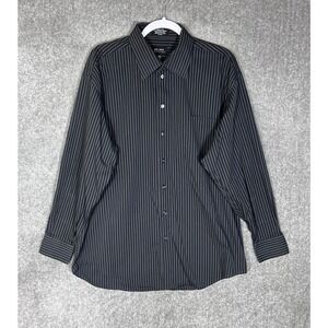 Axcess Claiborne Striped Wrinkle Free Button Up Shirt Mens Size 16.5 34/35 Black
